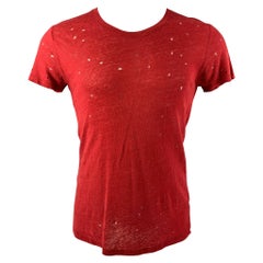 IRO Size XS Brick Distressed Linen Crew-Neck T-shirt