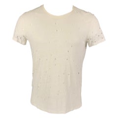 IRO Size M White Distressed Linen Crew-Neck Clay T-shirt