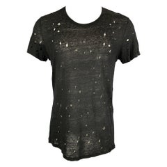 IRO T-Shirt mit Rundhalsausschnitt aus schwarzem Leinen in Größe S