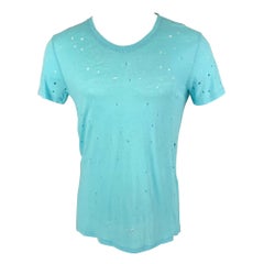 IRO Size XS Light Blue Distressed Linen Crew-Neck Clay T-shirt