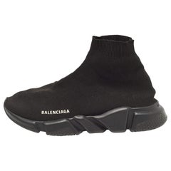 Balenciaga Black Knit Fabric Speed Trainer High Top Sneakers Size 43