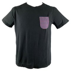 MARC JACOBS - T-shirt noir à col ras du cou en coton massif, taille L