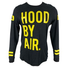 HOOD BY AIR Size S Black & Yellow Logo Cotton Pullover T-shirt