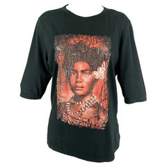 Vintage JEAN PAUL GAULTIER T-Shirt aus schwarzer Baumwolle mit Grafikmuster, Größe L