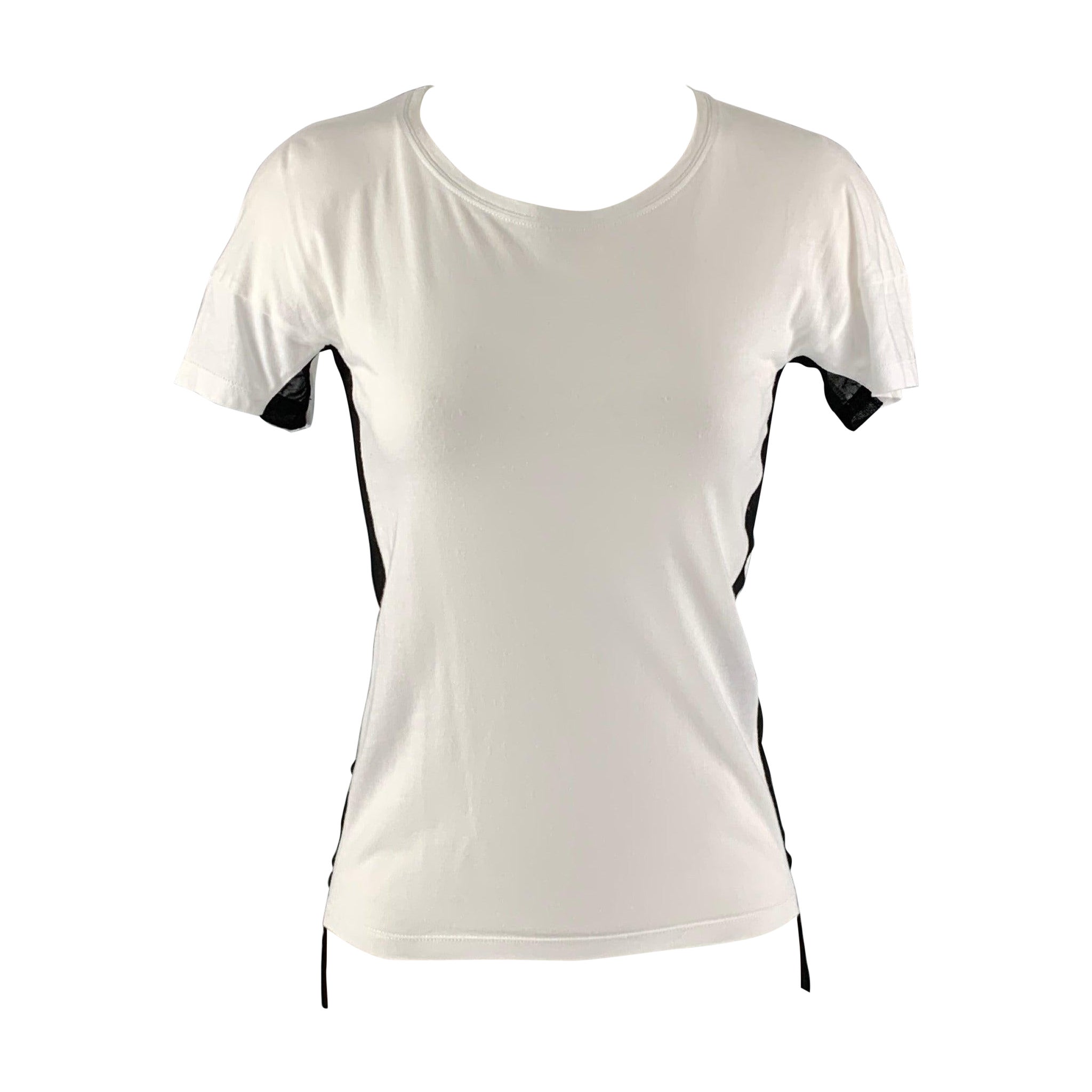 SONIA RYKIEL Size S White Black T-Shirt For Sale