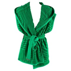 LOUIS VUITTON Taille 6 Top casual ceinturé en coton texturé vert