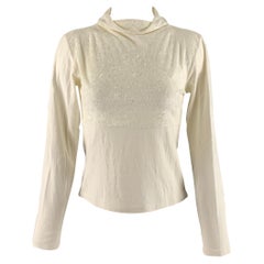 ISSEY MIYAKE Size S Cream Acetate Polyester Mock Neck Casual Top