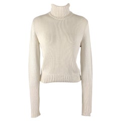 RALPH LAUREN Größe M Weißer Rollkragenpullover aus Baumwolle Casual Top