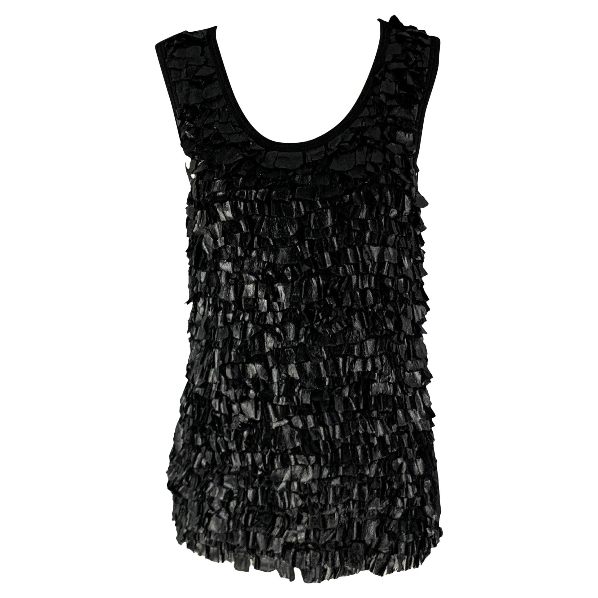 GIVENCHY Size S Black Ruffled Tank Casual Top For Sale