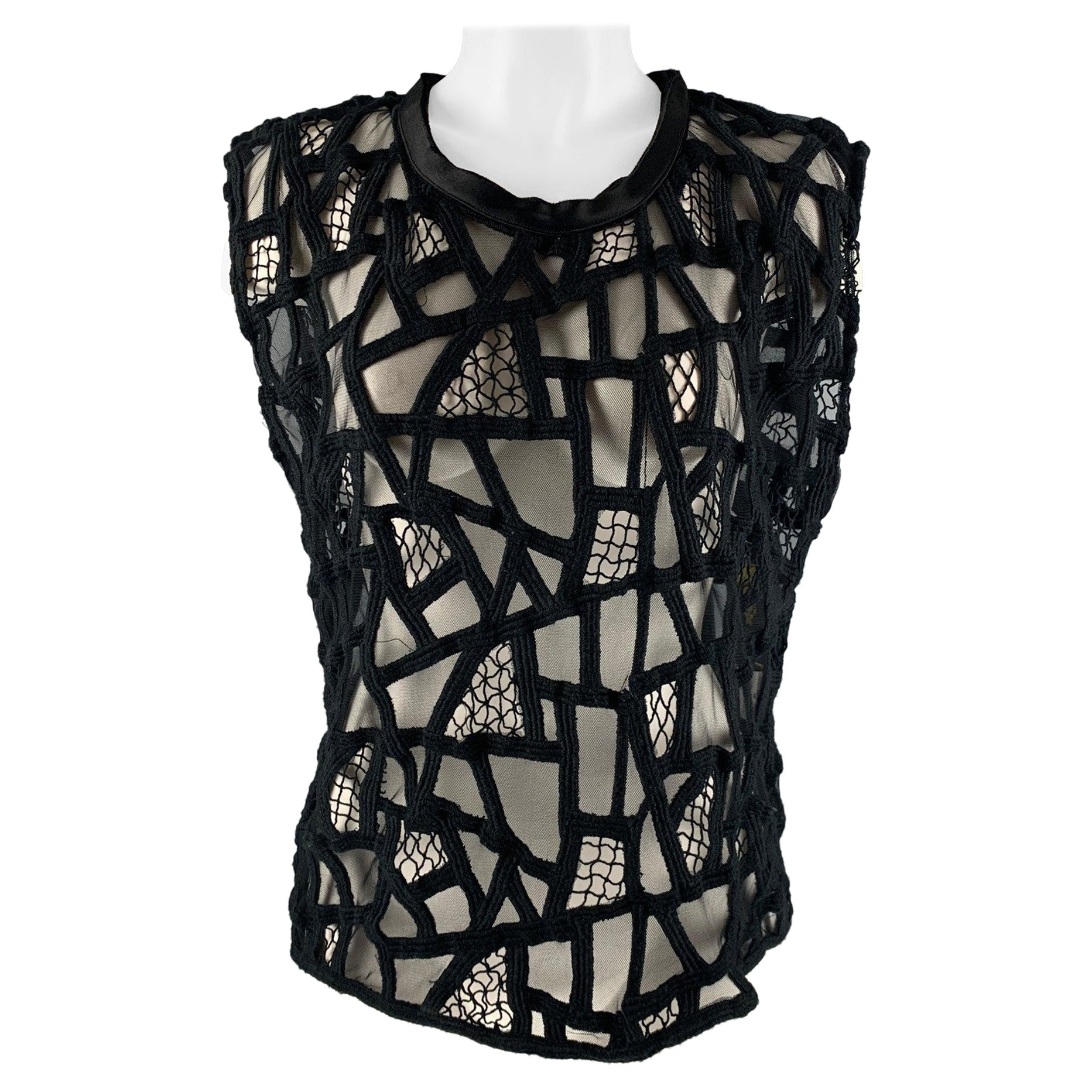 IRO Size M Black Mesh Sleeveless Casual Top For Sale