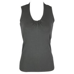 BRUNELLO CUCINELLI Size L Grey Cotton  Lycra Pleated Tank Casual Top