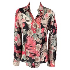 ARMANI COLLEZIONI Size 6 Multi-Color Silk Floral Long Sleeve Casual Top