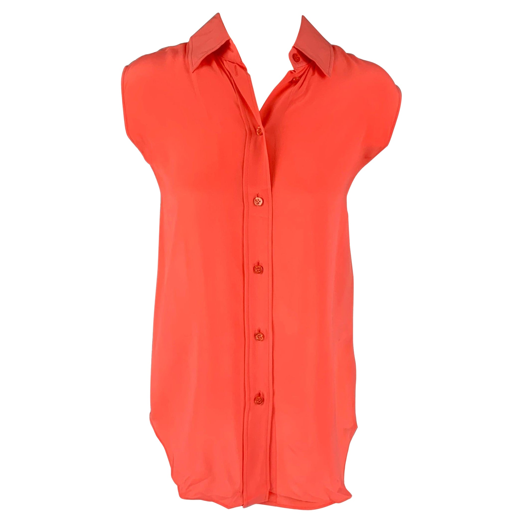 GIVENCHY Size 6 Coral Silk Sleeveless Casual Top For Sale