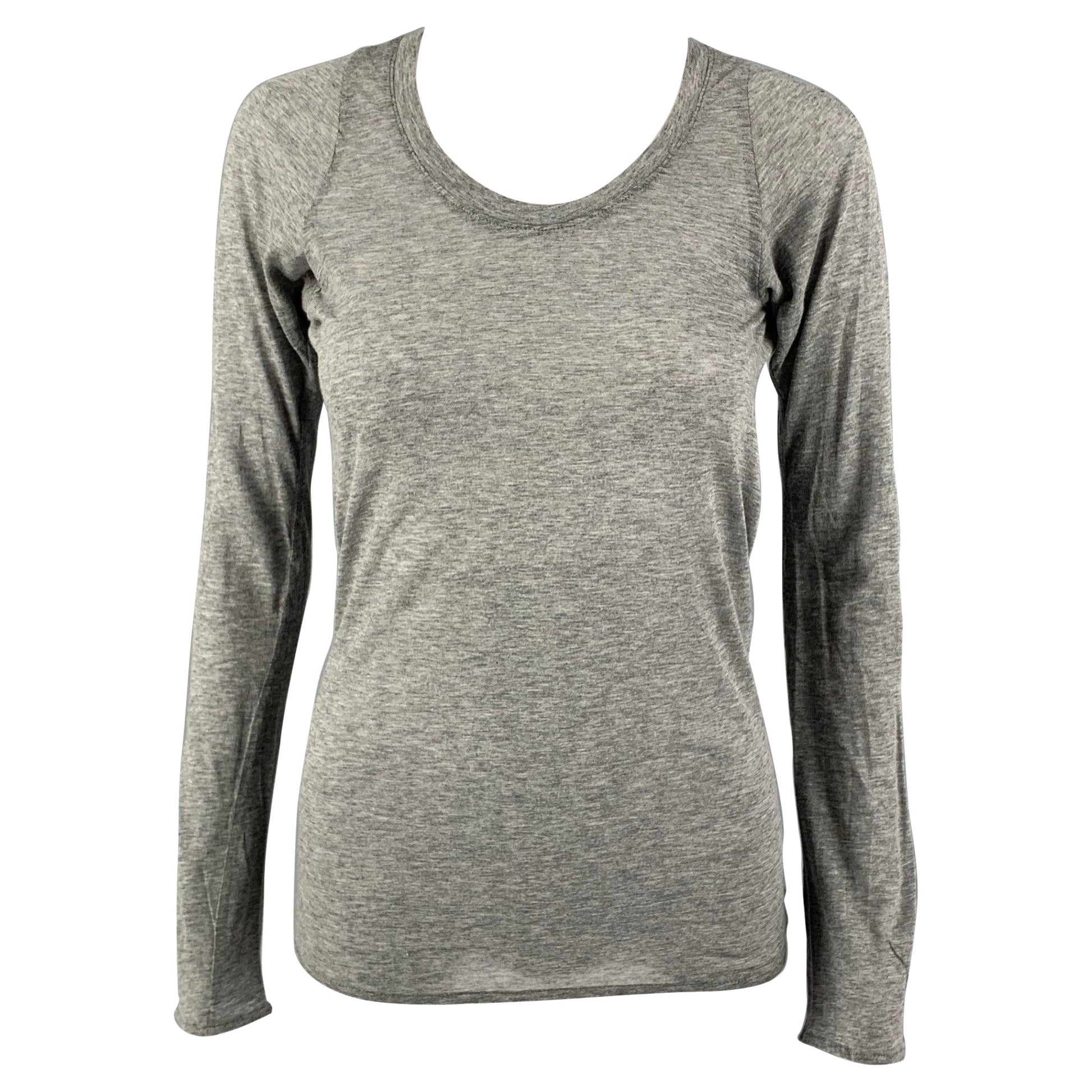 MARNI Size 4 Grey Heather Cotton Long Sleeve Casual Top For Sale