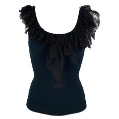 DOLCE & GABBANA Size 2 Black Cotton Blend Camisole Top