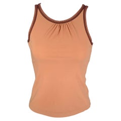 JIL SANDER Größe M Orangefarbenes Tank-Top aus Baumwolle mit Kontrastbesatz