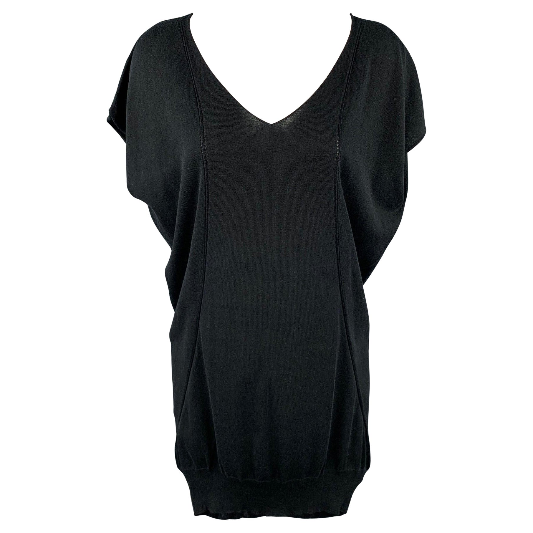 CoSTUME NATIONAL Size XS Black Cotton Sleevless Tunic Knit Top For Sale