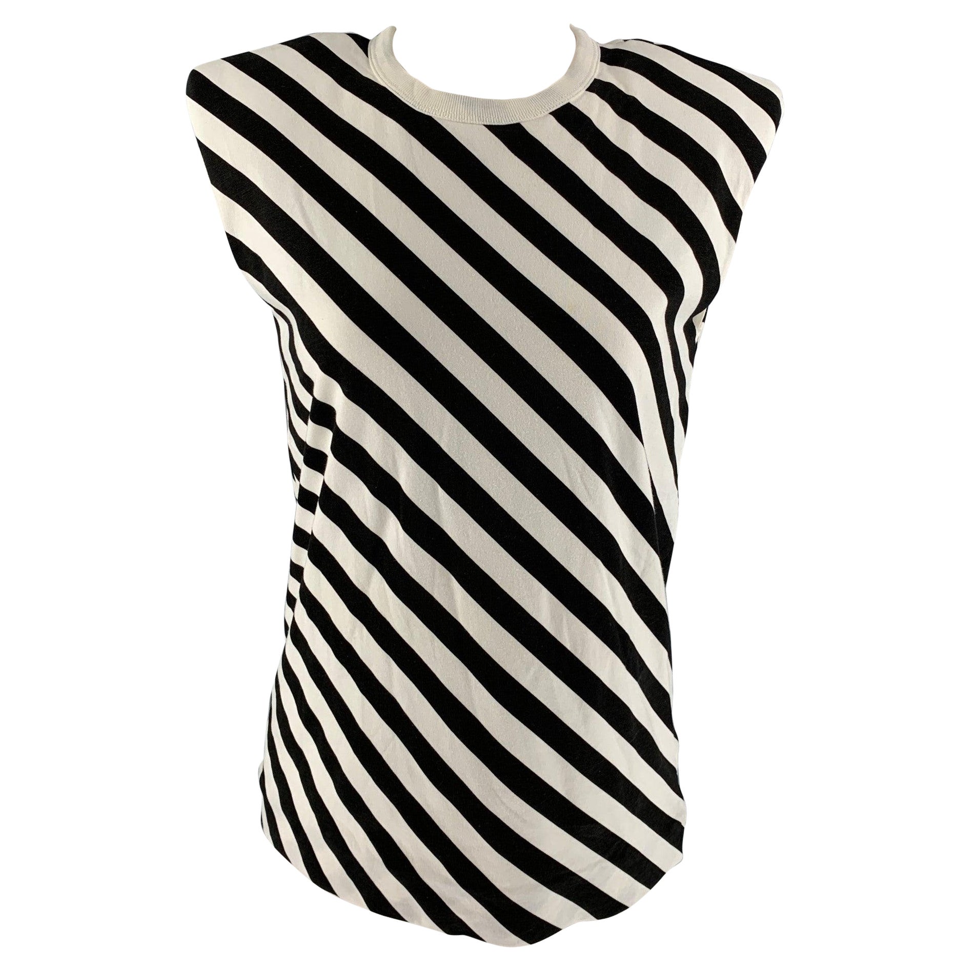 DRIES VAN NOTEN Size XS Black & White Cotton Stripe Sleeveless Casual Top For Sale