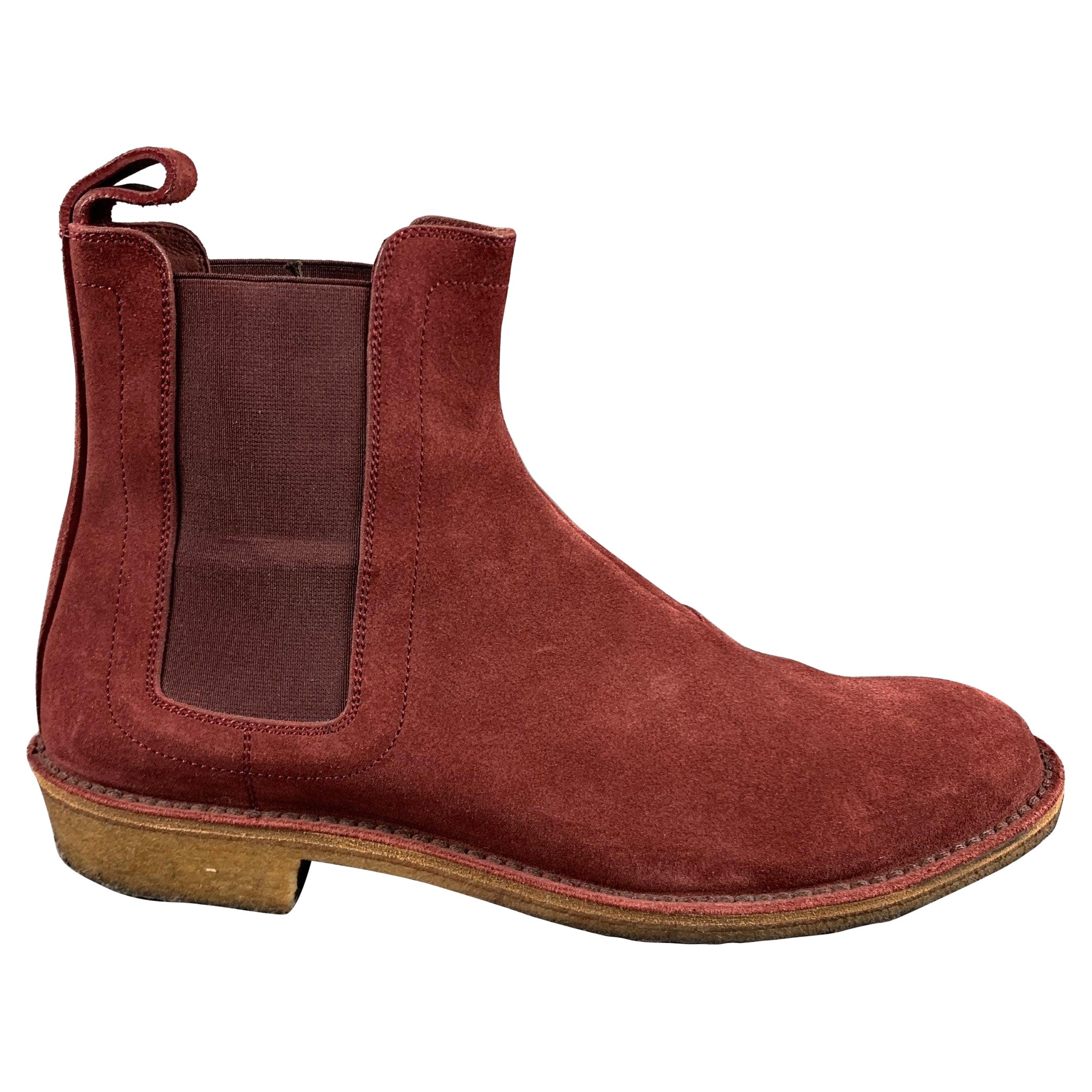 BOTTEGA VENETA Size 7.5 Burgundy Suede Chelsea Boots For Sale