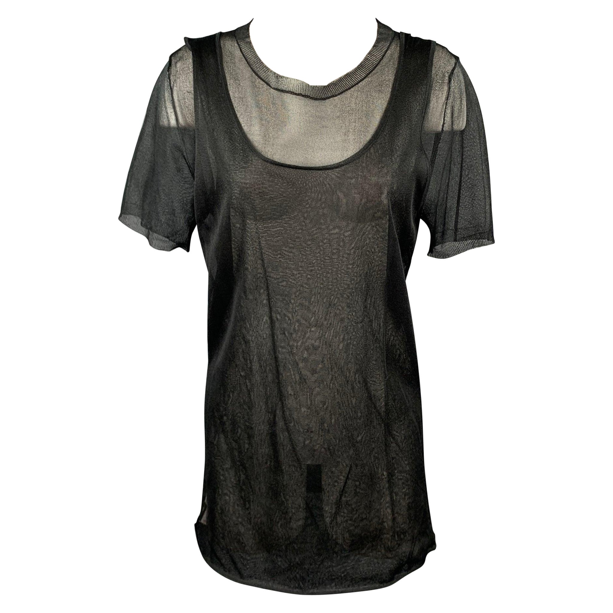 MARNI Size 6 Black See Through Silk Layered Tank Casual Top For Sale
