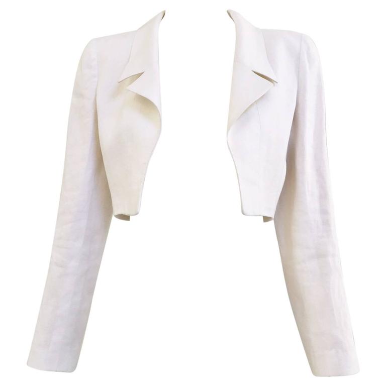 90S chanel crop linen jacket 1