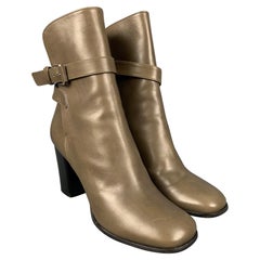 Used CELINE Size 10 Grey Ankle Strap Boots