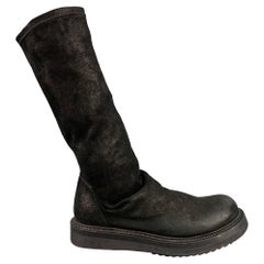 RICK OWENS Size 7 Black Leather Boots