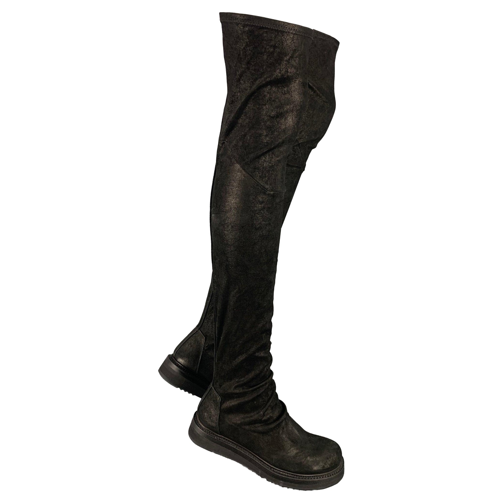 RICK OWENS Size 7 Black Leather Lamb Skin Pull On Boots For Sale