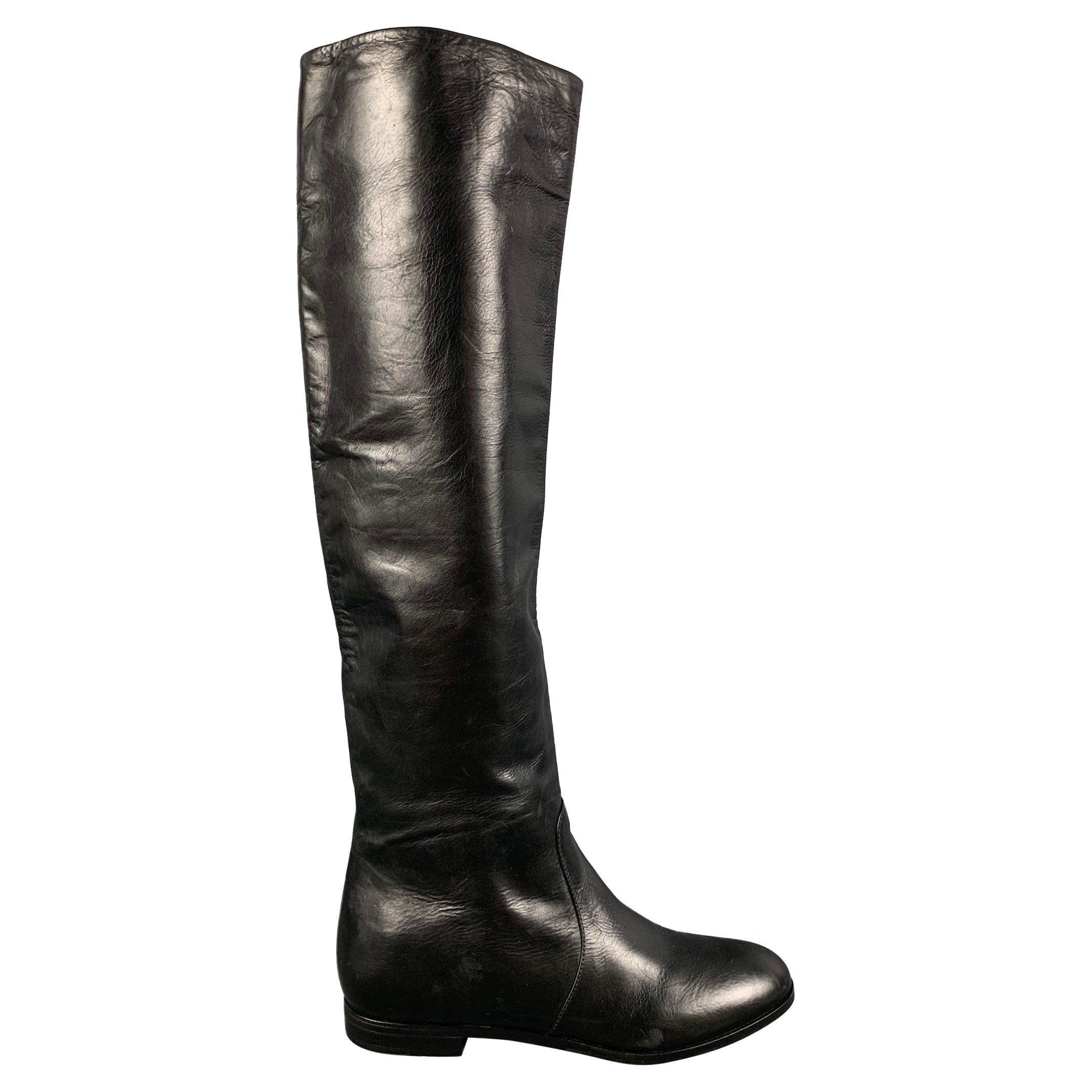 PRADA Size 7.5 Black Flat Boots For Sale