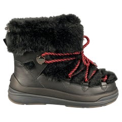 MONCLER Size 8 Black Leather Boots