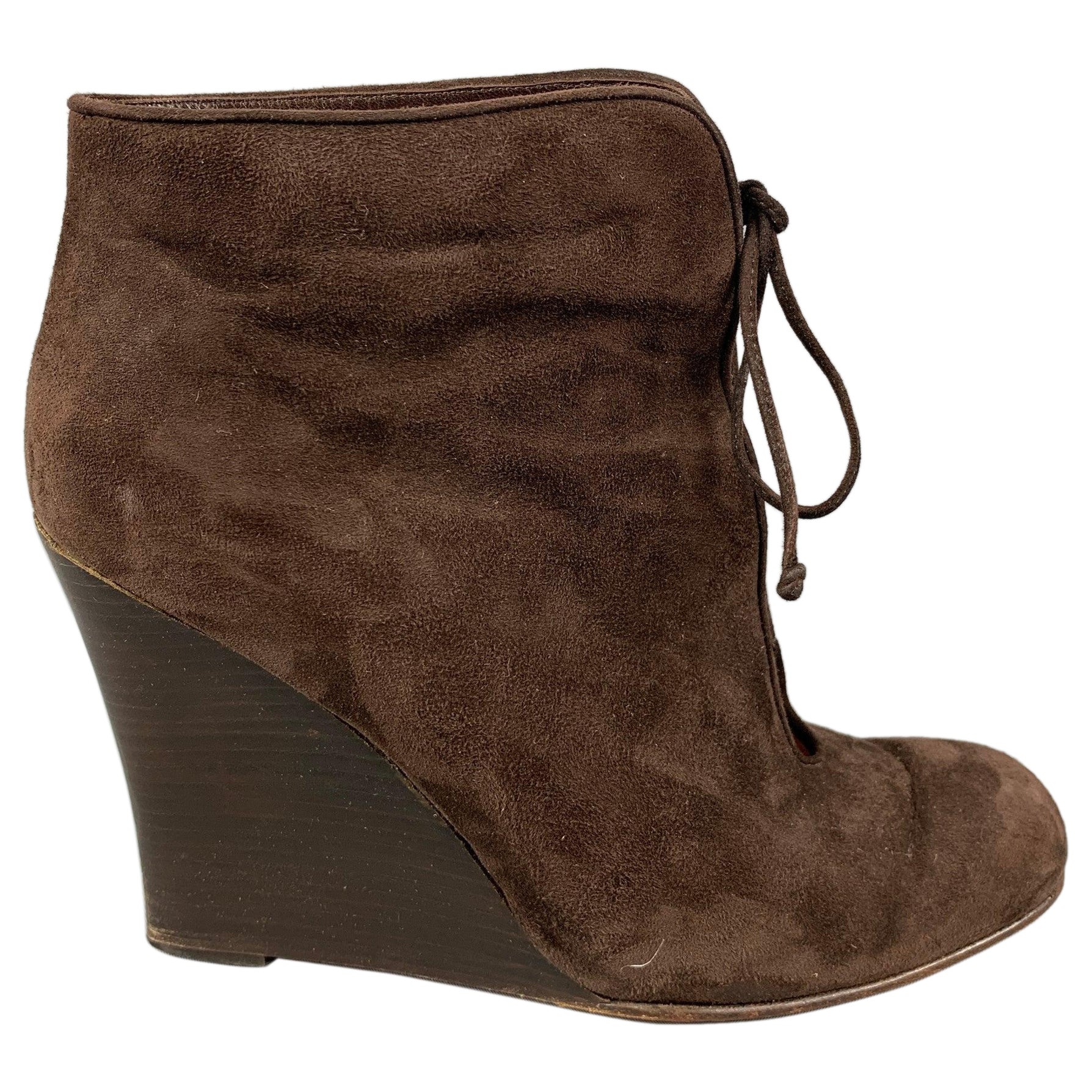 CHRISTIAN LOUBOUTIN Botas con cuña de ante marrón talla 10