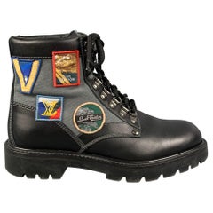 Louis Vuitton Taglia 6,5 Stivali Metropolis Ranger in pelle con toppe nere