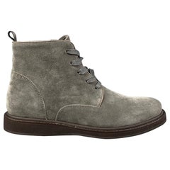 JOHN VARVATOS Size 8 Grey Suede Lace Up Brooklyn Boots