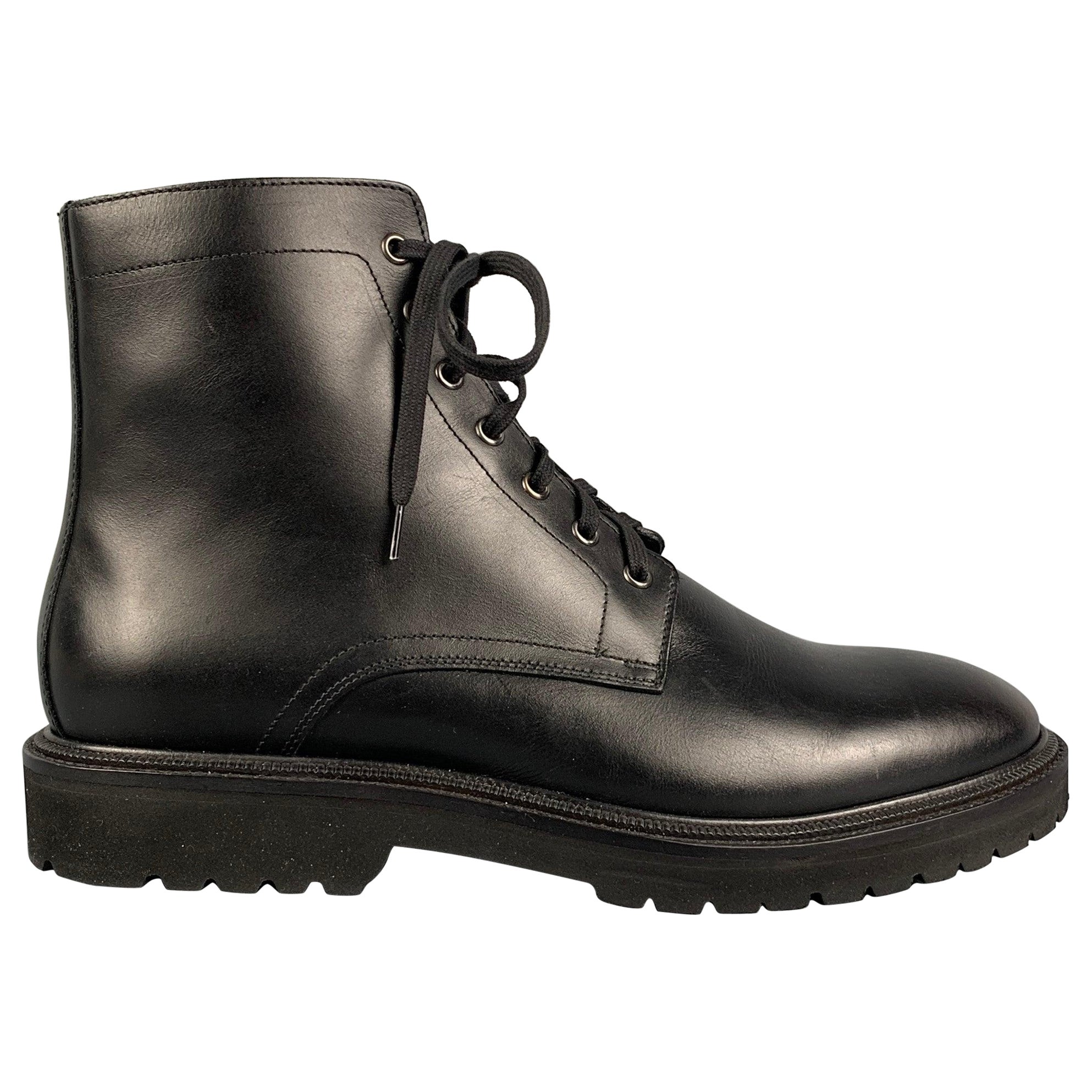 AQUATALIA Size 11 Black Leather Lace Up Boots For Sale