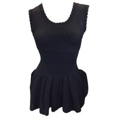 Alaia Black Stretch Peplum Top