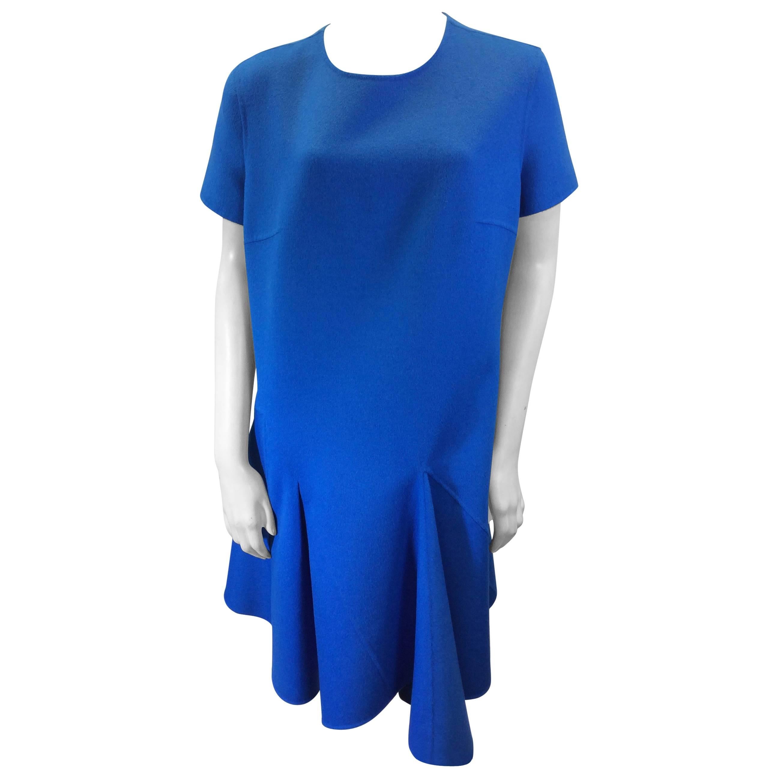 Christian Dior Short Sleeve Angora Turquoise Size 12 Dress  For Sale