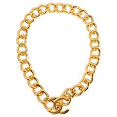 Chanel Turn-Lock Necklace in Golden Metal 1995