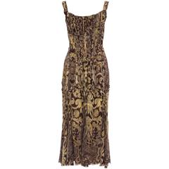 Roberto Cavalli Leopard And Floral Silk Chiffon Dress With Lace Up ...