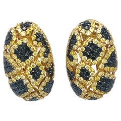 Ohrringe aus 18KY Gold mit natürlichen schwarzen und gelben Diamanten 