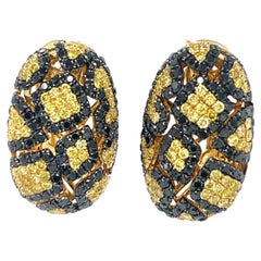 Ohrringe aus 18KY Gold mit natürlichen schwarzen und gelben Diamanten 