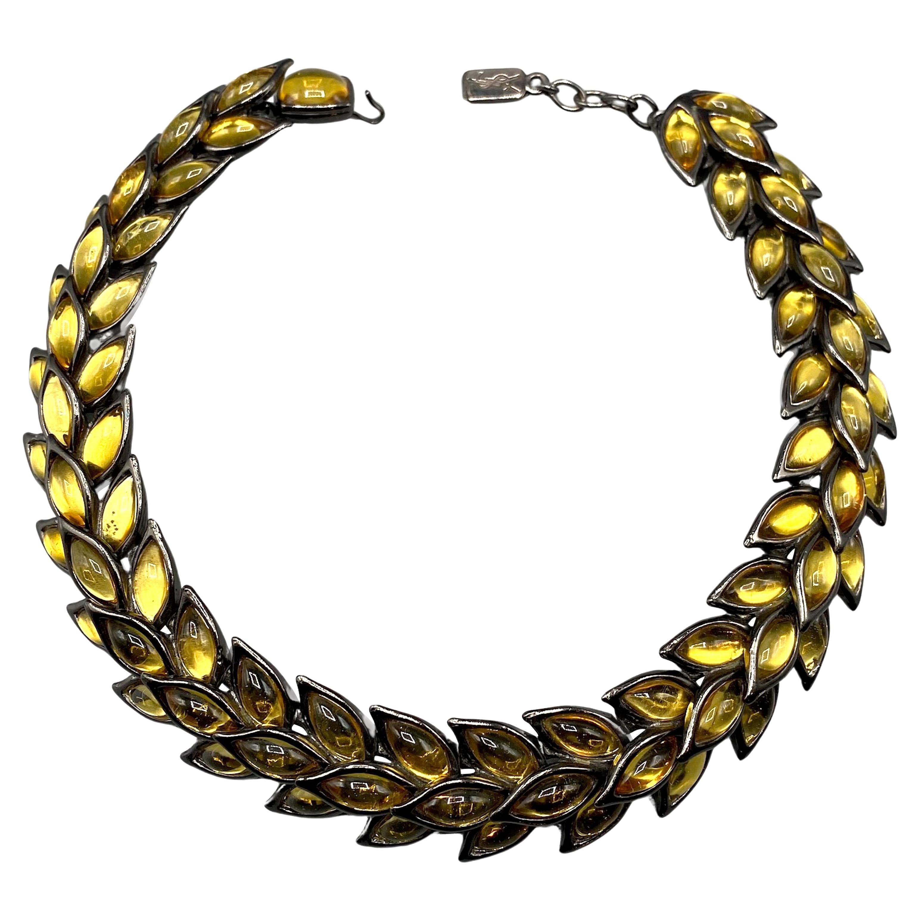 Yves Saint Laurent by Robert Goossens for Yves Saint Laurent 1980 Collana con Cabochon in vendita
