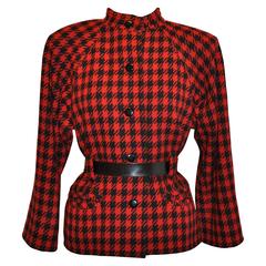 Yves Saint Laurent Black & Red Checkered Jacket