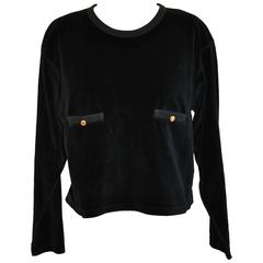 Sonis Rykiel Black Cotton Cropped Pullover Top
