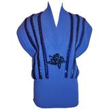 Escada by Margaretha Ley Majestic Blue Pailletten geripptes Pullover-Oberteil