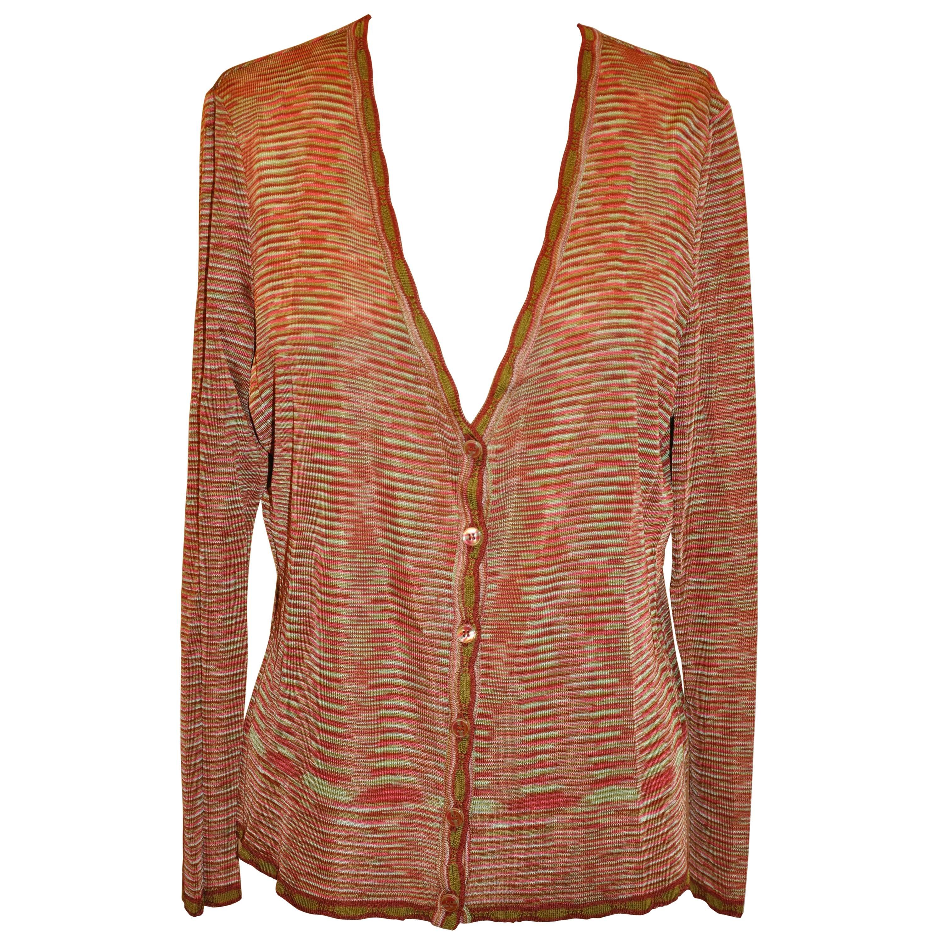 Missoni Multi-Striped 6 Button Jersey Cardigan For Sale