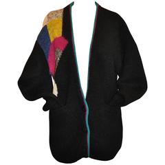 Vintage Cervelle Multi-Color Bold Abstract Three Button Cardigan
