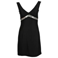 1990's SOPHIE SITBON black mini dress with cut out and silver rings
