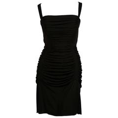 AZZEDINE ALAIA jet black ruched dress with open back