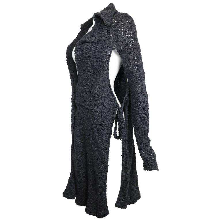 Costume National Grey Cashmere Long Knitted Cardigan with Both Sides ...