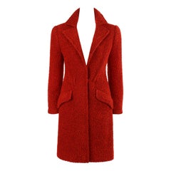 J. TIKTINER c.1970's Vintage Rust Orange Fleece Textured Jacket Coat Overcoat